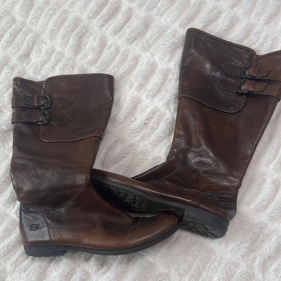 Born Dark Brown Leather Heeled Boots - Picture 1 of 1